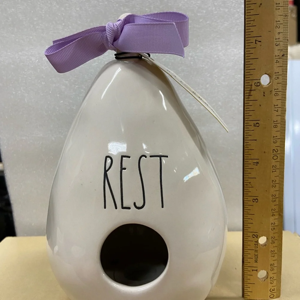 Rae Dunn Artisan Ceramic Teardrop Shaped Birdhouse 